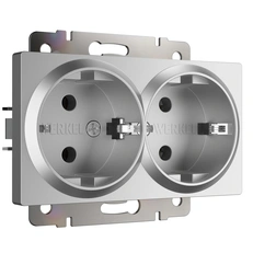 Изображение Розетка двойная с заземлением (серебряный) W1172006